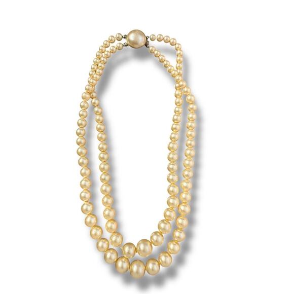 Vintage Richelieu Double Chain Pearl Necklace 14 inch - Picture 1 of 6